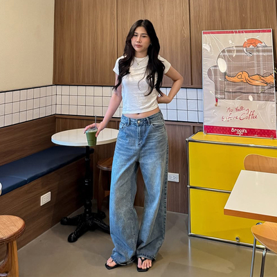 似梦迟愿Sylvia复古水洗牛仔裤女
