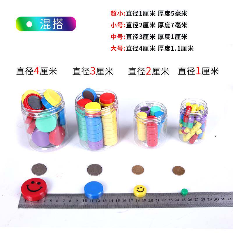 强力磁性圆形平面磁铁小磁扣笑脸吸铁石教学黑板白板磁图钉磁贴片