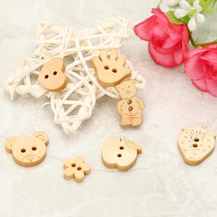 DIY手工木质纽扣儿童服装麻绳辅料配件装饰纽扣 可爱卡通创意木扣
