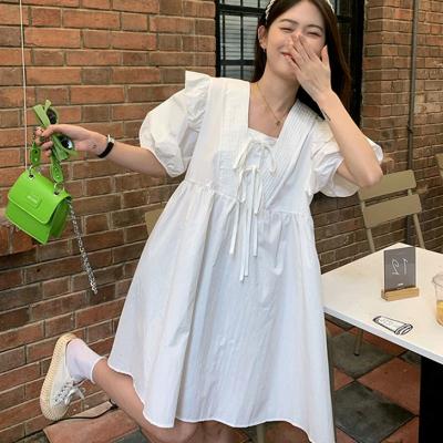 新款孕妇连衣裙夏装小个子短袖娃娃衫夏季遮肚子不显怀宽松上衣盖