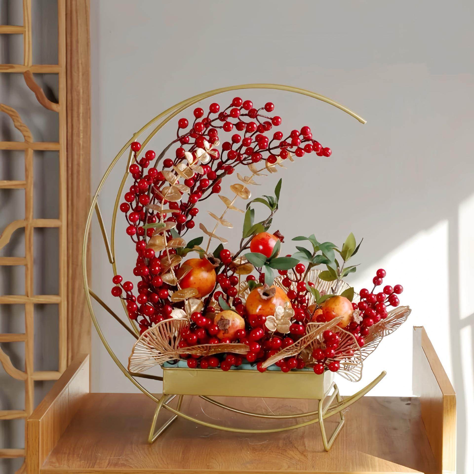 月亮花架喜庆金白黑手提花篮铁艺过年年宵花新年送礼结婚进宅开业,电子元器件市场,其它元器件,淘宝优惠券,粉丝福利购,淘宝优惠卷