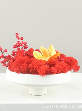 假花仿真花客厅摆件样板房新中式餐厅装饰品宴会摆设红色餐桌花艺