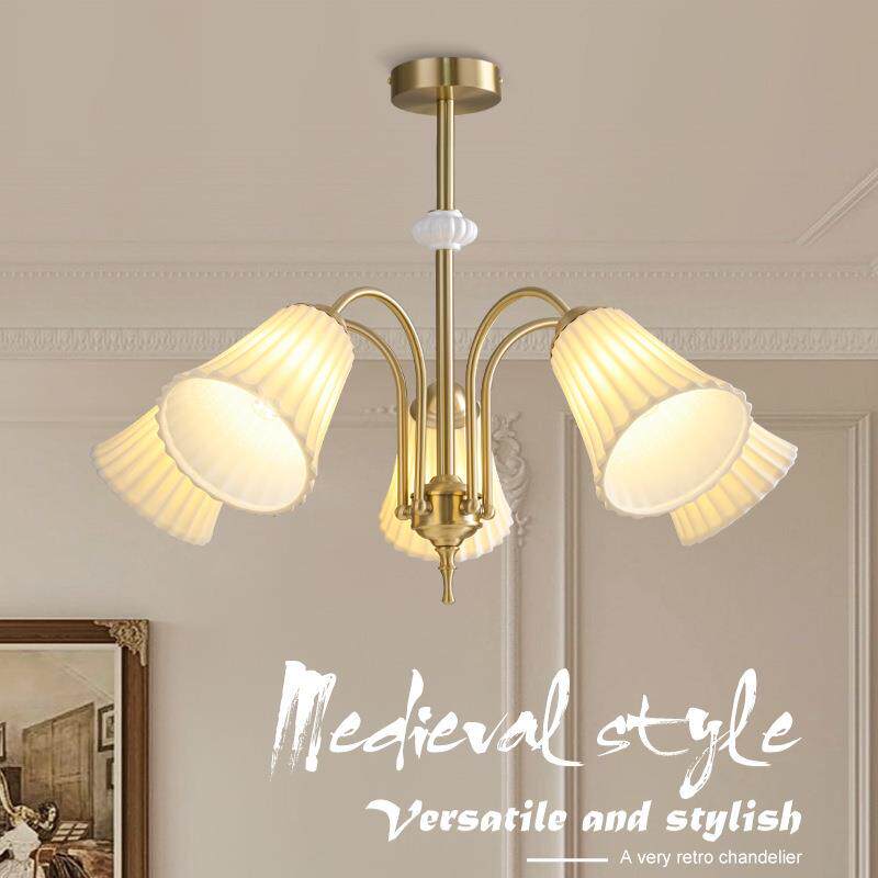 法式复古美式现代简约中古陶瓷全铜客厅餐厅灯具温馨设计卧室吊灯