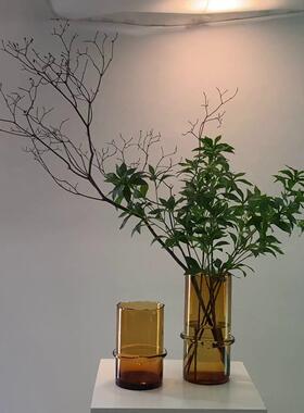 现代简约新中式轻奢不规则玻璃水培花瓶摆件样板房售楼处软装饰品