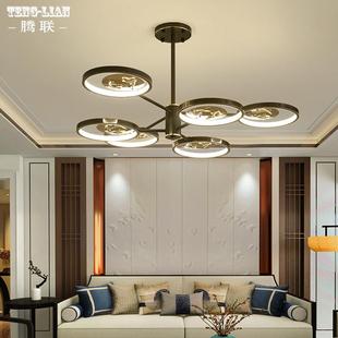 新中式 楼房间吊灯具 年年有余客厅全铜吊灯现代简约卧室餐厅灯复式