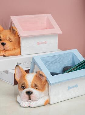 创意玄关收纳盒小狗摆件钥匙门口进门置物盒桌面家居装饰品摆件