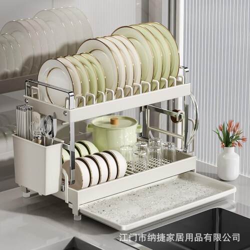 跨境厨房碗碟收纳架置物架台面多功能放碗盘家用2025新款沥水碗架