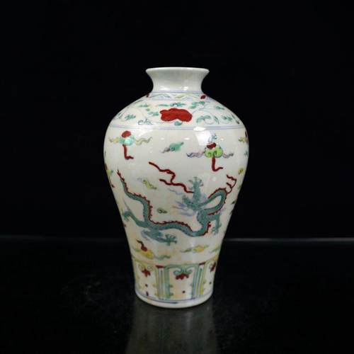 厂家现货古玩复古工艺品斗彩瓷瓷器杂件龙纹梅瓶花瓶家居摆饰