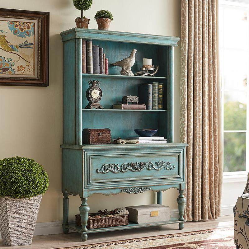 美式乡村实木仿古书柜书橱衣柜上海家具法式复古做旧客厅展示柜,住宅家具,书架,淘宝优惠券,粉丝福利购,淘宝优惠卷