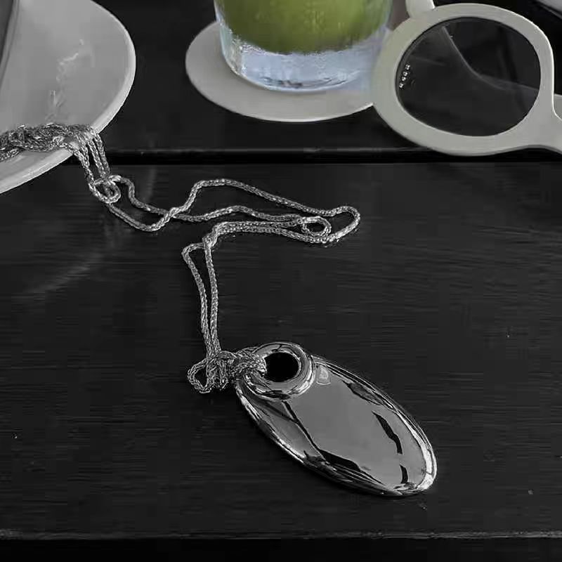 英国coopkoop向日葵银色水滴长款项链小众高级感吊坠ins风毛衣链