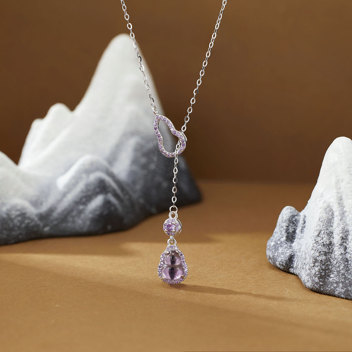 英国coopkoops925银新款紫水晶福绿双葫芦项链女时尚轻奢百搭