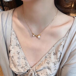 英国coopkoop玫瑰的故事淡水珍珠项链配饰女交叉吊坠锁骨链颈链