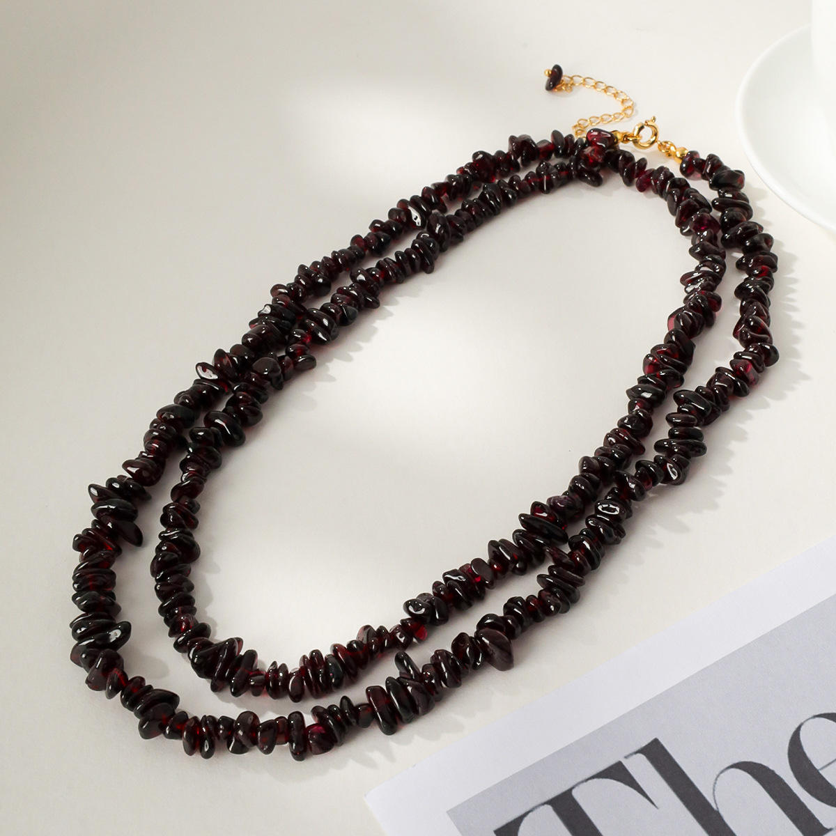 英国coopkoop红石榴珠长款项链高级感时尚百搭气质锁骨链女