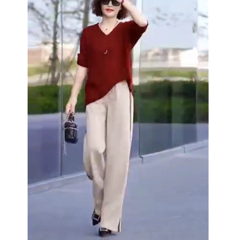 英国coopkoop秋季新款时尚宽松长袖v领上衣休闲直筒裤女装