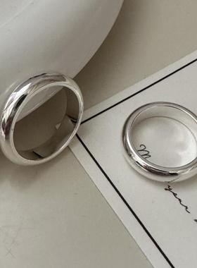 英国coopkoops925银小众设计复古光面素圈泥鳅背戒指复古指环