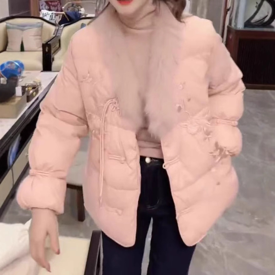 英国coopkoop冬季新款时尚甜美国风毛毛领棉服减龄外套女