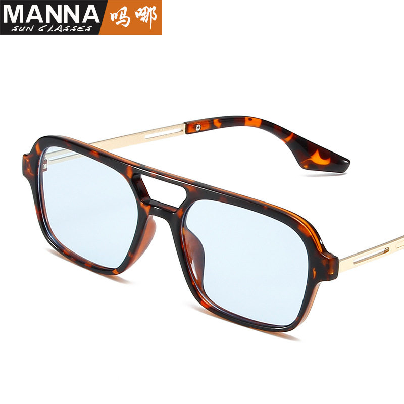 英国coopkoop双梁飞行员太阳镜女豹纹蓝片ins墨镜出游时尚穿搭男