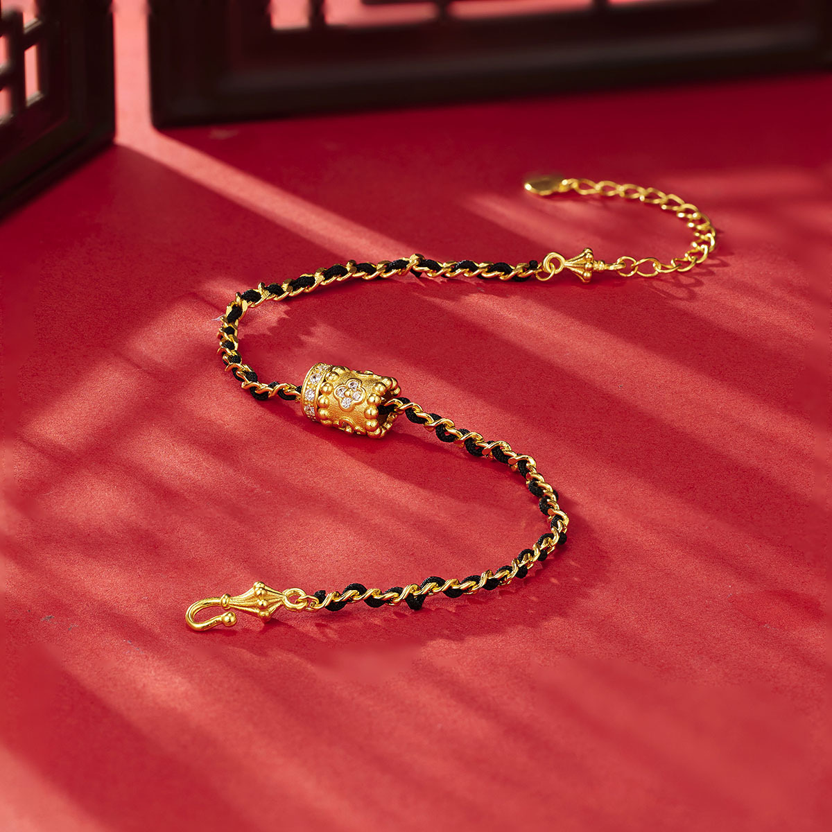 英国coopkoop万花筒手链女s925银黑绳手工编织精致高级感手链