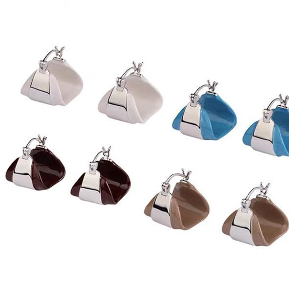 英国CoopKoop新款不规则珐琅多色耳圈三角不规则耳饰小众设计