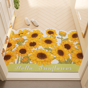 向日葵入户门可裁剪丝圈地垫pvc脚垫耐磨防滑定制门垫网红玄关垫