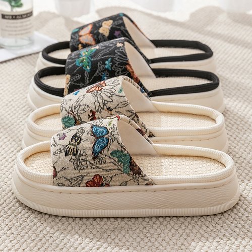 四季亚麻拖鞋居家室内吸汗国风