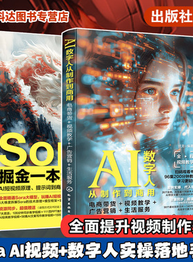 赠视频 2册 Sora掘金一本通 AI短视频原理 提示词到商业盈利 AI数字人从制作到商用 电商带货 视频教学 广告营销 生活服务入门精通