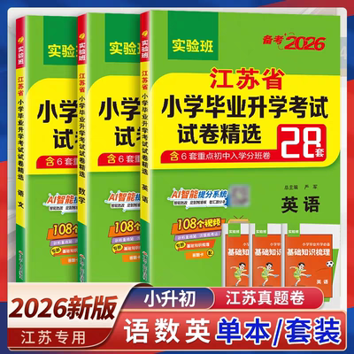 2026春小升初升学语文数学英语 江苏省十三大市小学毕业升学考试真题试卷精选考必胜28套卷小升初真题卷总复习辅导书分班活页卷
