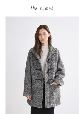 the rumah意大利Moessmer羊驼毛牛角扣大衣 超轻零压羊驼毛呢外套