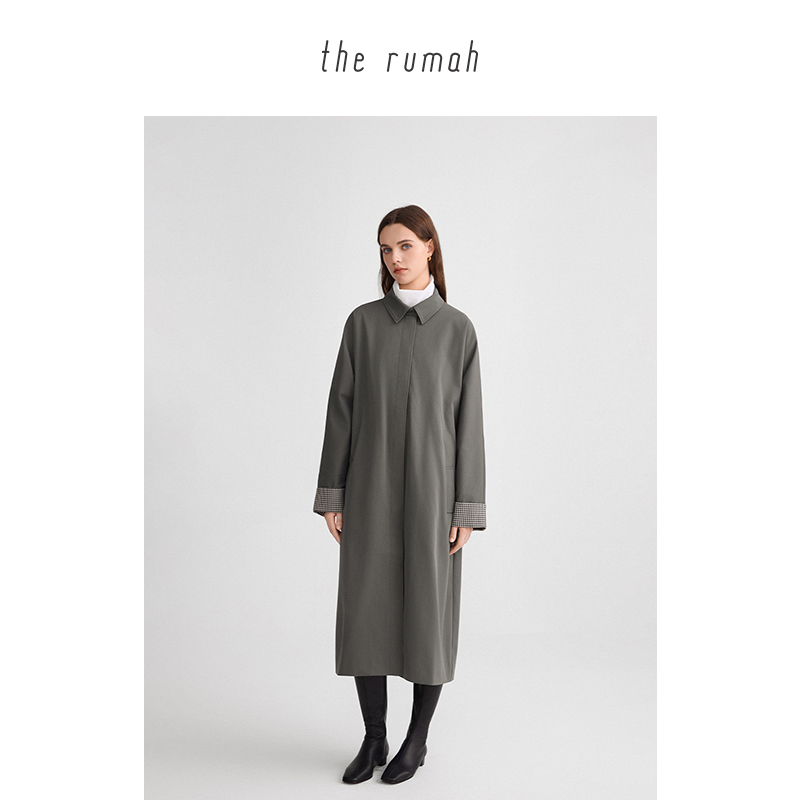 therumah烟雾灰立体量感风衣外套