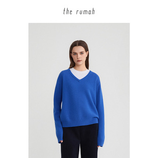 多色17.5微米巴素兰防缩抗起球 羊绒羊毛V领针织上衣 the rumah
