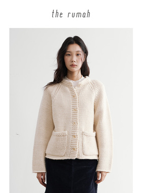 the rumah 复古粗棒针毛衣外套 新款妈妈牌重工编织羊毛针织开衫