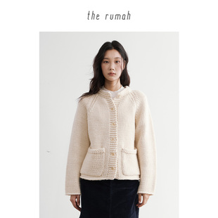 妈妈牌重工编织羊毛针织开衫 the 新款 复古粗棒针毛衣外套 rumah