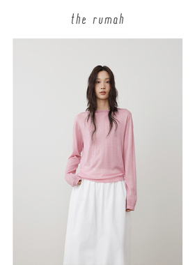 the rumah 超细羊毛U领针织长袖 正反两穿轻盈柔软60支羊毛针织