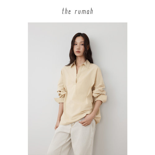 日本进口近江晒极简V领龟背衬衫