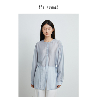 复古光泽呼吸感衬衫 therumah 圆领抽绳衬衣