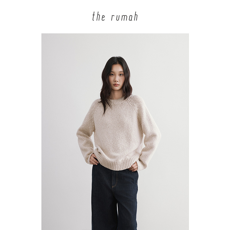 邓肯羊毛大肚纱圆领毛衣