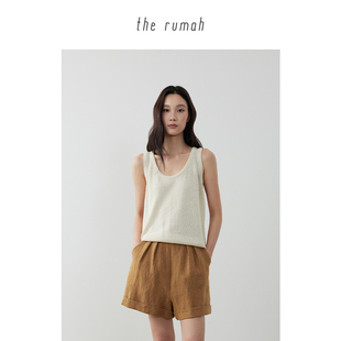 the rumah慵懒风和纸纱无袖针织背心 老钱风松弛感U领针织背心女