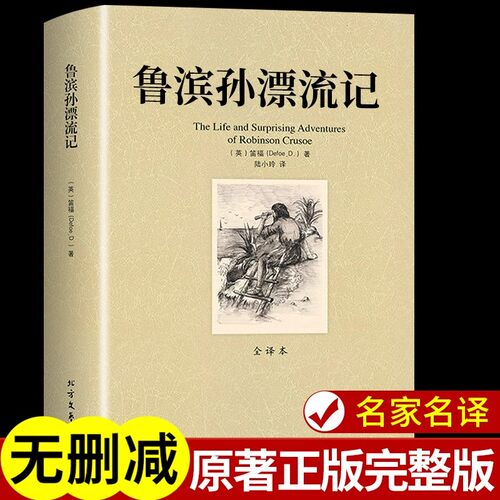 鲁滨逊漂流记原著必读正版完整版初中生课外阅读书鲁滨孙飘流记全译本青少年读物中学生七八九年级世界文学名著小说书籍畅销书