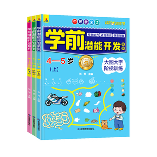 全套3册 5岁学前潜能开发宝宝左右脑开发全脑思维训练幼儿语言表达颜色认知大图大字阶梯训练
