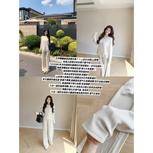 圆圆媛er 爱不释手 强推！垂坠感阔腿慵懒高级感秋冬白色休闲裤