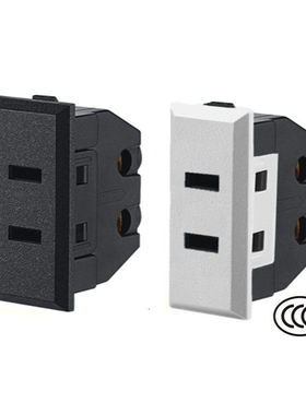 卡式嵌入式国标二脚带保护门插座二孔电源插座2芯2极交流插座AC座