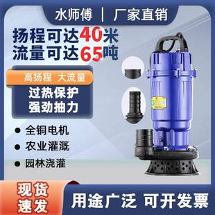 潜水泵220v家用抽水泵高扬程抽水机农用灌溉污水泵小型排污泵