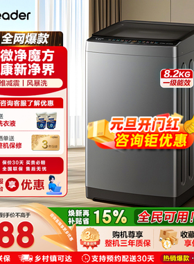 [换新补贴]海尔Leader统帅8.2KG全自动小型波轮洗衣机家用租房20D