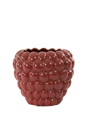 AYFGL RASPBERRY设计师款手工制作红色凹纹花瓣形状花瓶 花盆