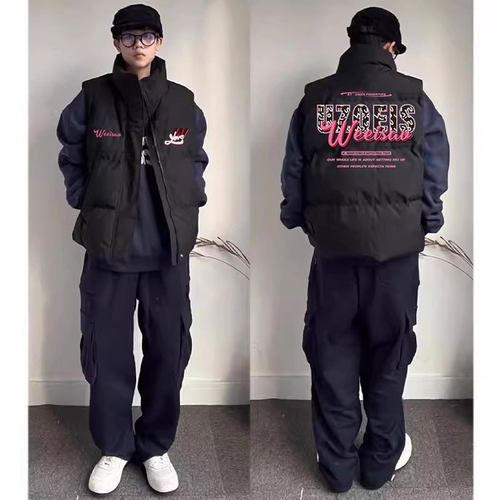 美式高街立领拉链羽绒马甲