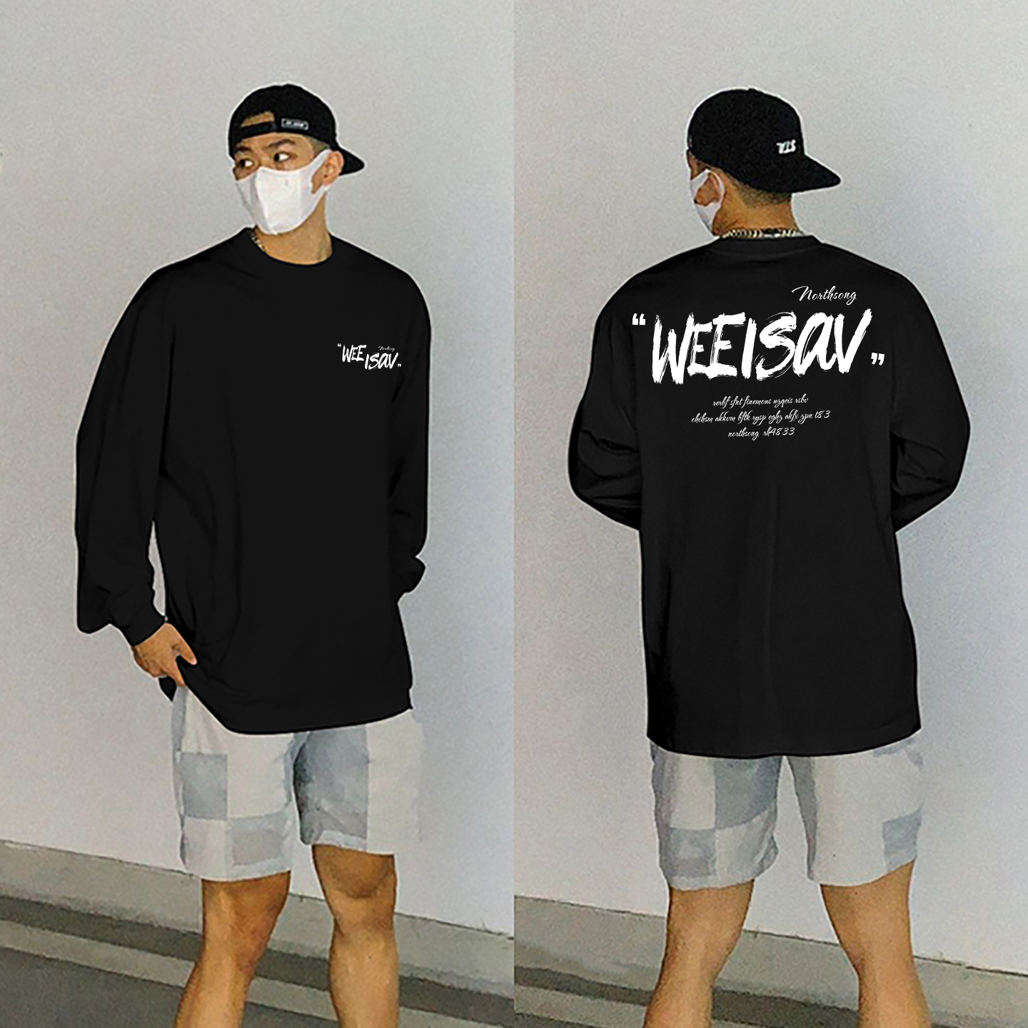 美式高街简约vibe潮牌字母长袖男