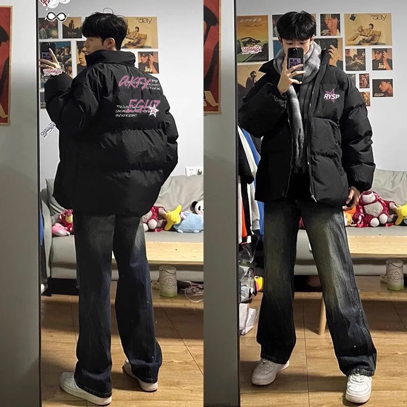 秋冬季保暖加厚宽松立领棉服