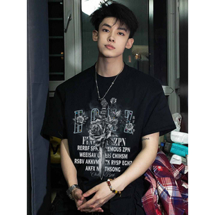 潮牌cleanfit男士 夏季 美式 重磅260g纯棉短袖 圆领休闲百搭t恤 新款