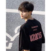 休闲潮牌t恤 t恤男生高街宽松上衣夏季 WASSUP美式 复古重磅纯棉短袖