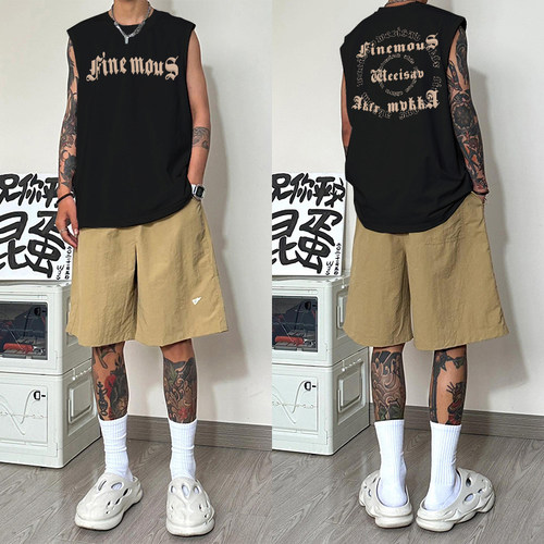 美式无袖坎肩背心男宽松